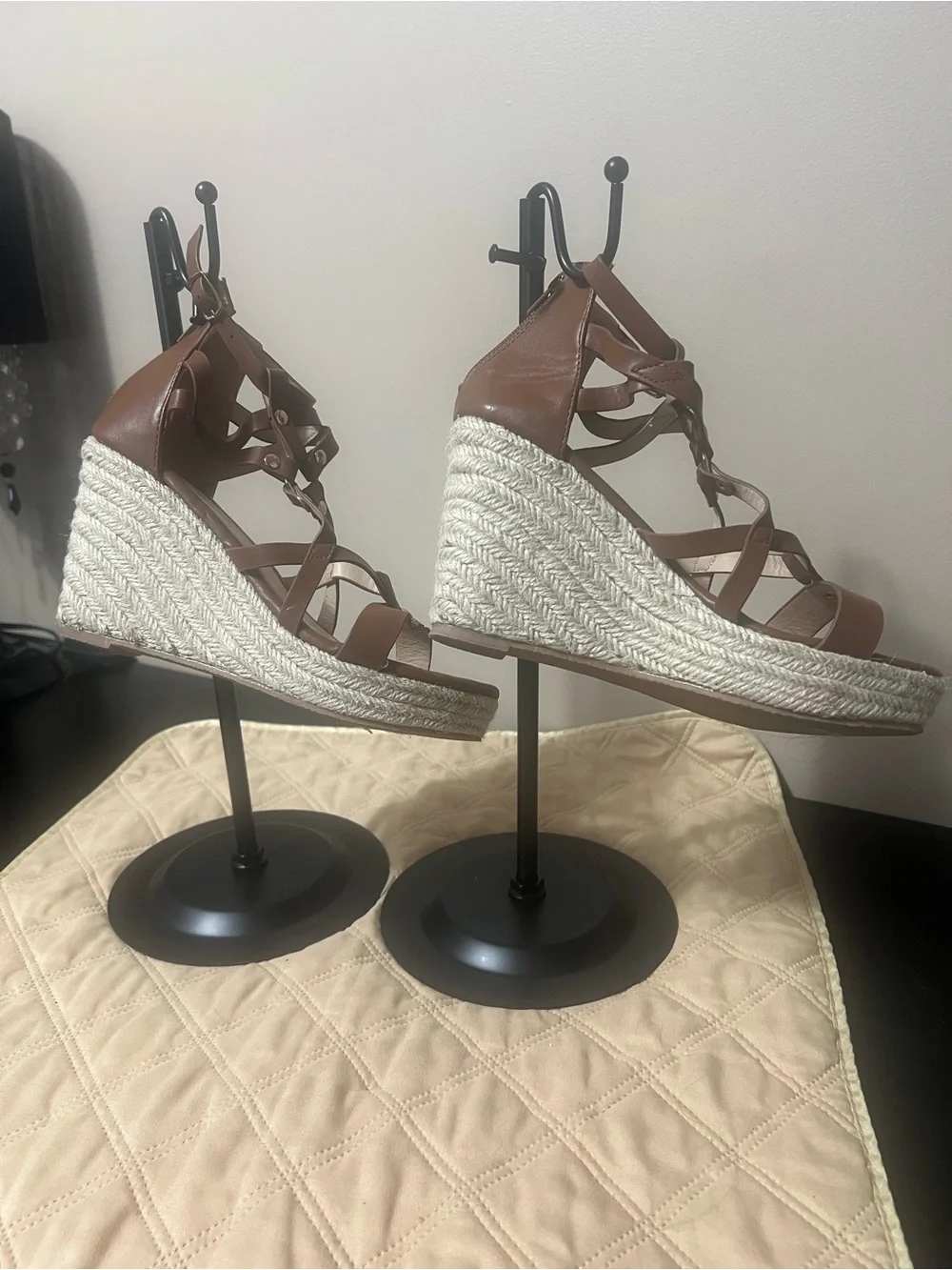 Refresh Emery Women’s Gladiator Brown Strappy Espadrille Wedge Sandals
